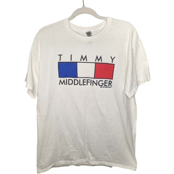 Timmy Middlefinger make fun productions funny humor Tshirt size mens Large - Picture 1 of 4